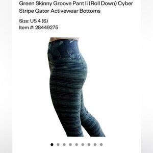 Lululemon butterfly and striped Olive green and black leggings size 4